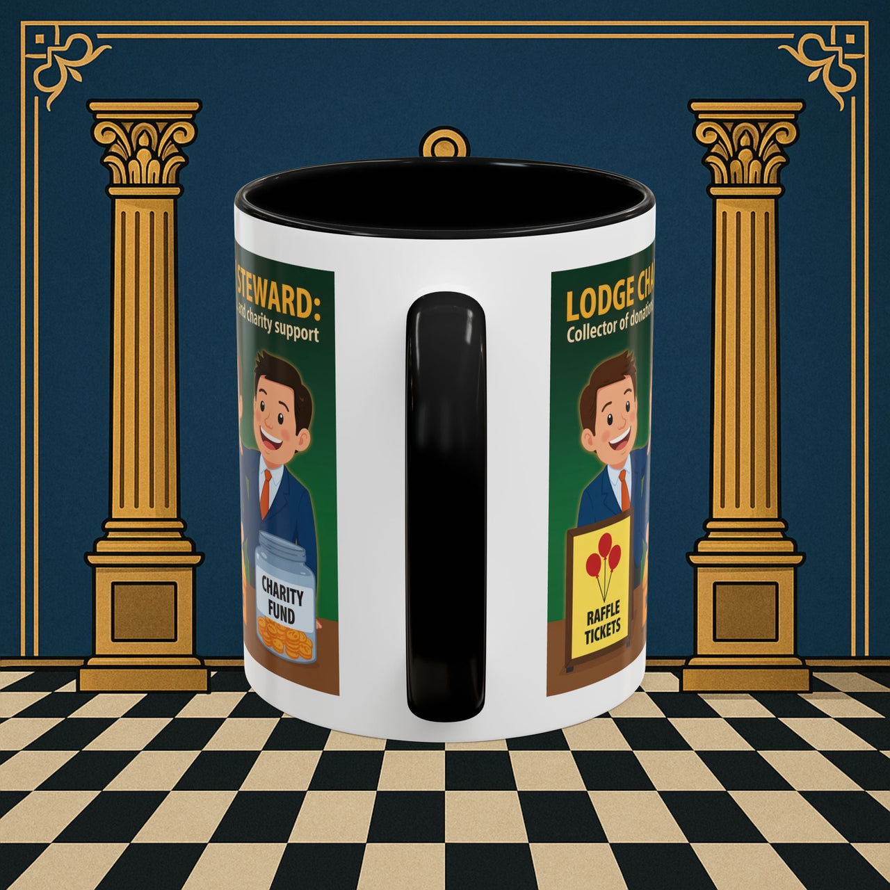 Premium Ready to Go Freemason Design | Accent Coloured 11oz Mug | Helping Hands of the Lodge | Charity Steward - Masonic Mugs