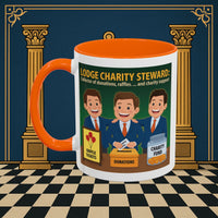 Premium Ready to Go Freemason Design | Accent Coloured 11oz Mug | Helping Hands of the Lodge | Charity Steward - Masonic Mugs