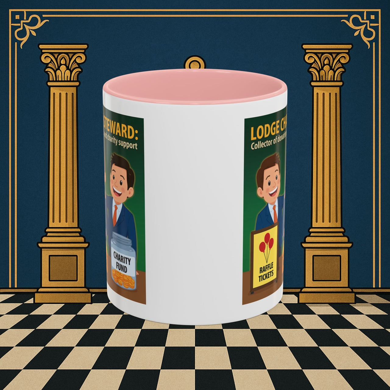 Premium Ready to Go Freemason Design | Accent Coloured 11oz Mug | Helping Hands of the Lodge | Charity Steward - Masonic Mugs