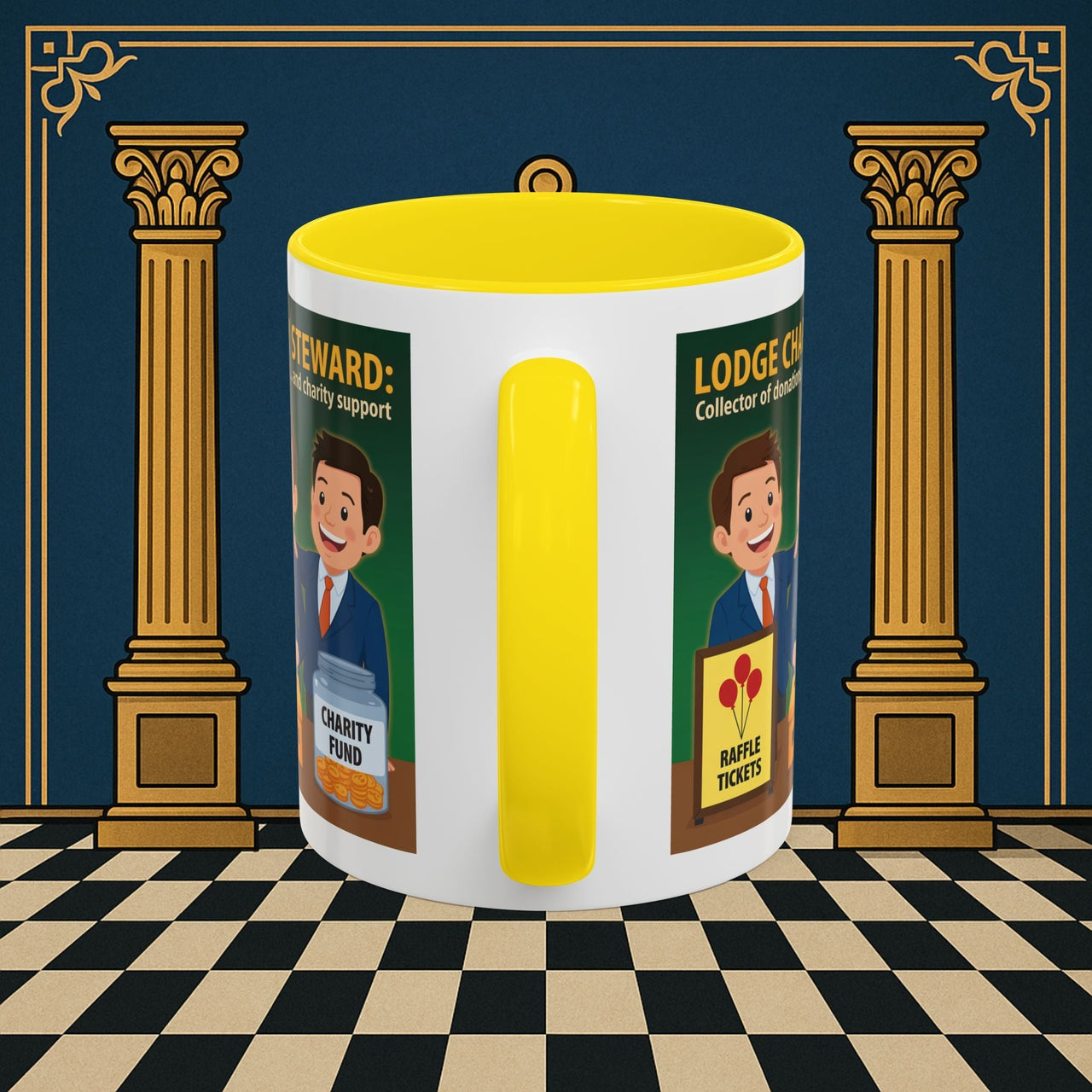 Premium Ready to Go Freemason Design | Accent Coloured 11oz Mug | Helping Hands of the Lodge | Charity Steward - Masonic Mugs