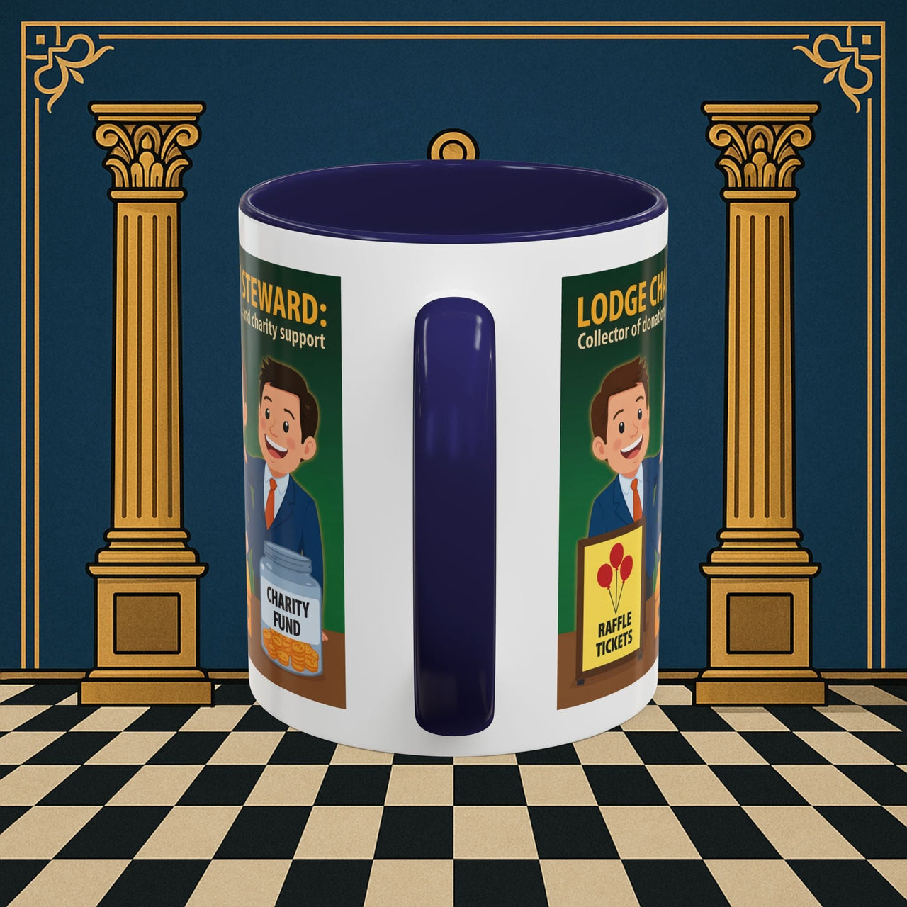 Premium Ready to Go Freemason Design | Accent Coloured 11oz Mug | Helping Hands of the Lodge | Charity Steward - Masonic Mugs