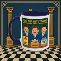 Premium Ready to Go Freemason Design | Accent Coloured 11oz Mug | Helping Hands of the Lodge | Charity Steward - Masonic Mugs