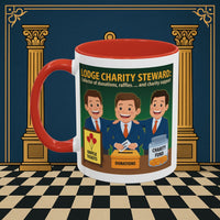 Premium Ready to Go Freemason Design | Accent Coloured 11oz Mug | Helping Hands of the Lodge | Charity Steward - Masonic Mugs