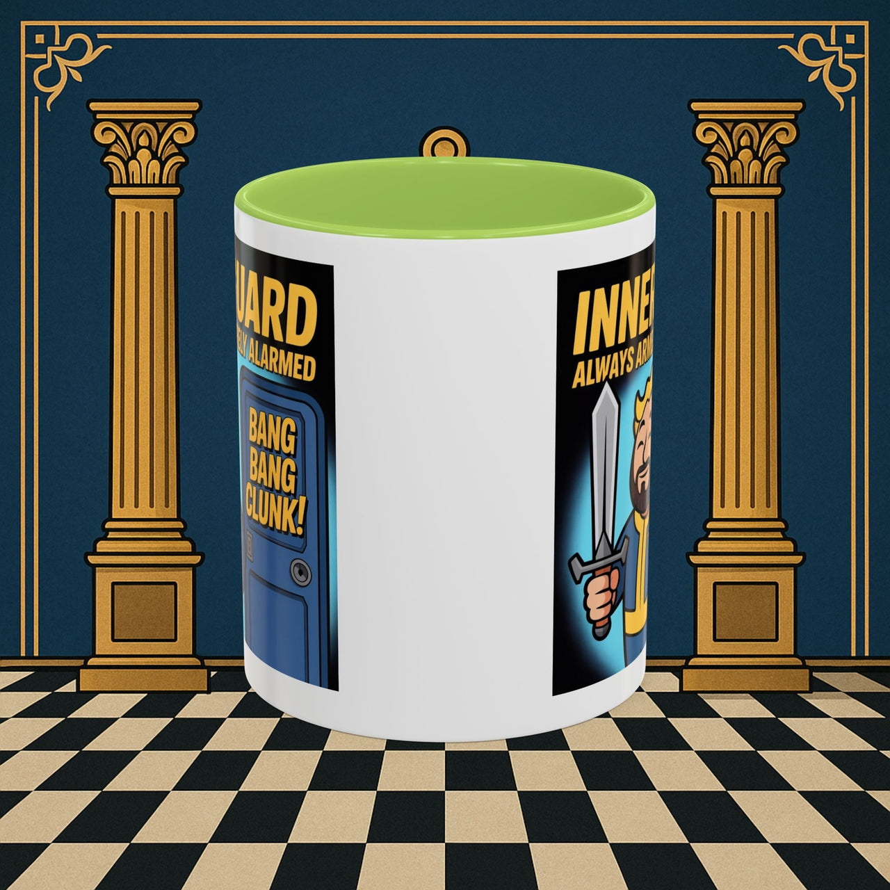 Premium Ready to Go Freemason Design | Accent Coloured 11oz Mug | Inner Guard's Moment | Inner Guard - Masonic Mugs