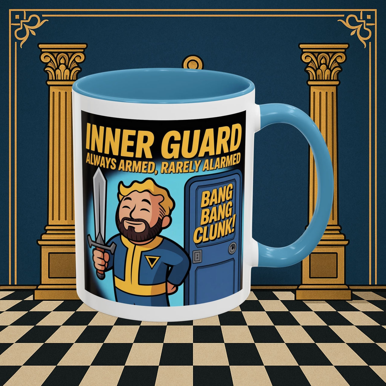 Premium Ready to Go Freemason Design | Accent Coloured 11oz Mug | Inner Guard's Moment | Inner Guard - Masonic Mugs
