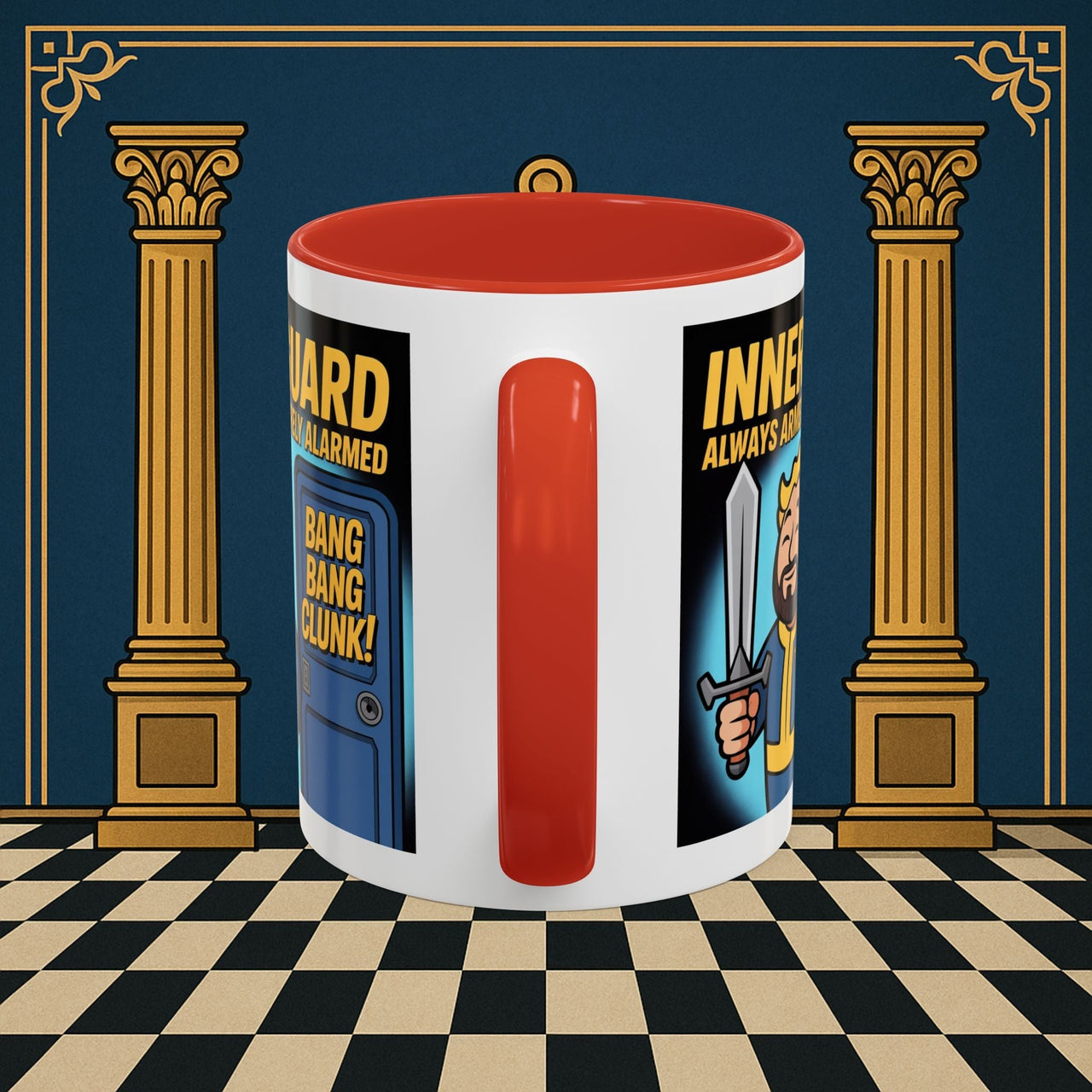 Premium Ready to Go Freemason Design | Accent Coloured 11oz Mug | Inner Guard's Moment | Inner Guard - Masonic Mugs