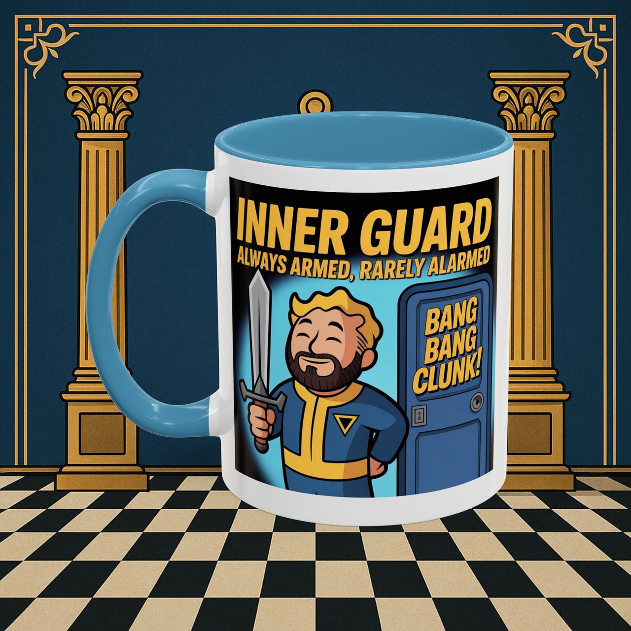 Premium Ready to Go Freemason Design | Accent Coloured 11oz Mug | Inner Guard's Moment | Inner Guard - Masonic Mugs