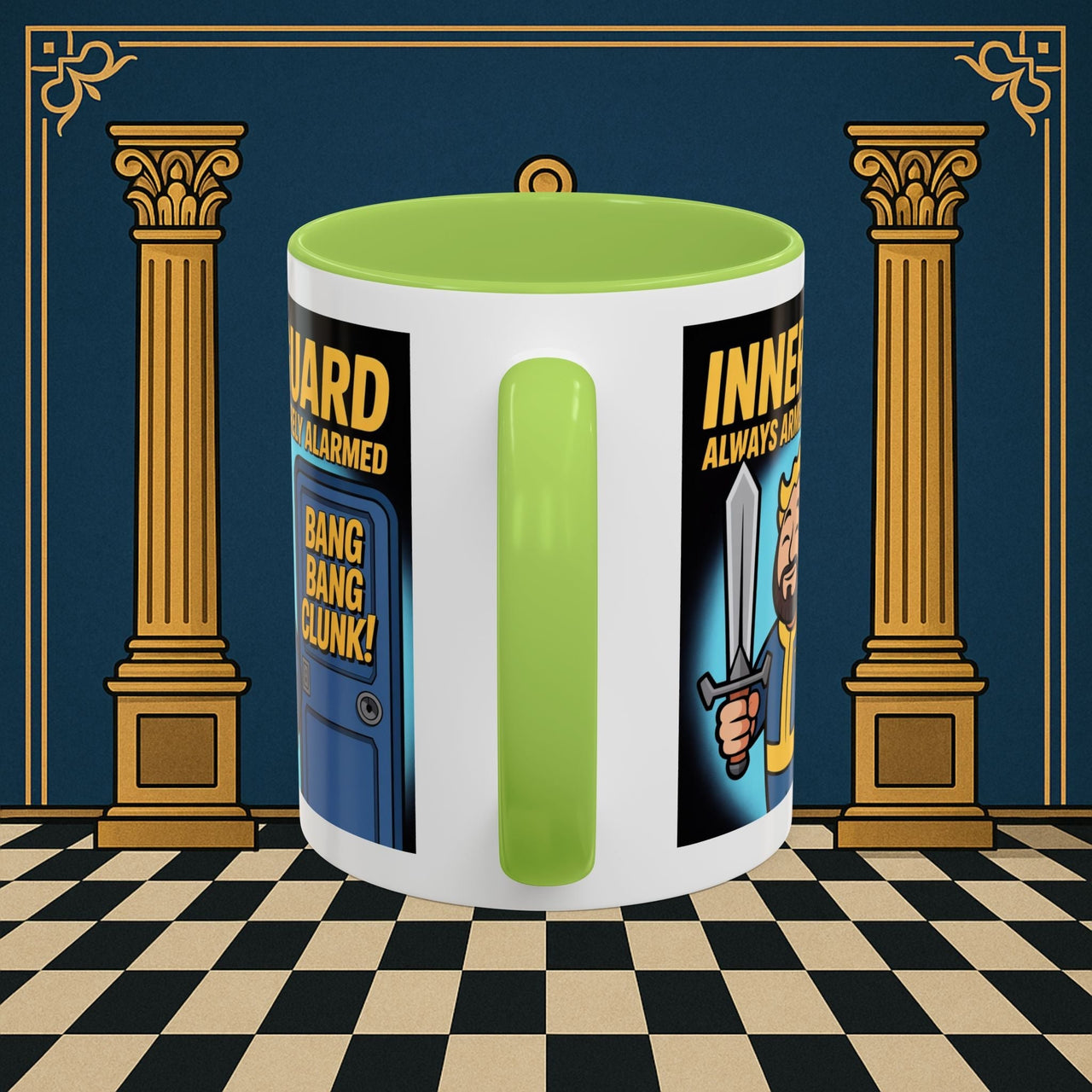 Premium Ready to Go Freemason Design | Accent Coloured 11oz Mug | Inner Guard's Moment | Inner Guard - Masonic Mugs