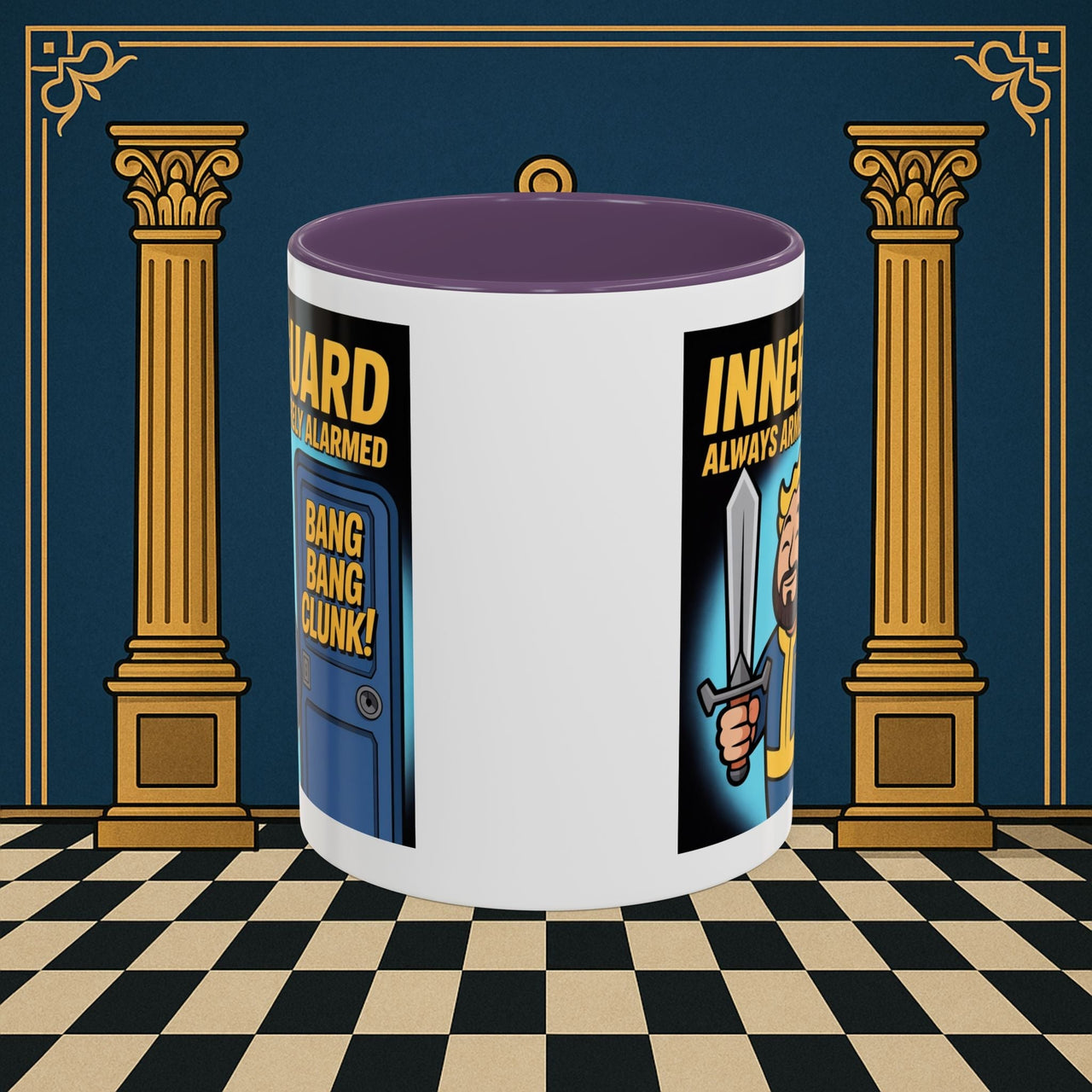 Premium Ready to Go Freemason Design | Accent Coloured 11oz Mug | Inner Guard's Moment | Inner Guard - Masonic Mugs