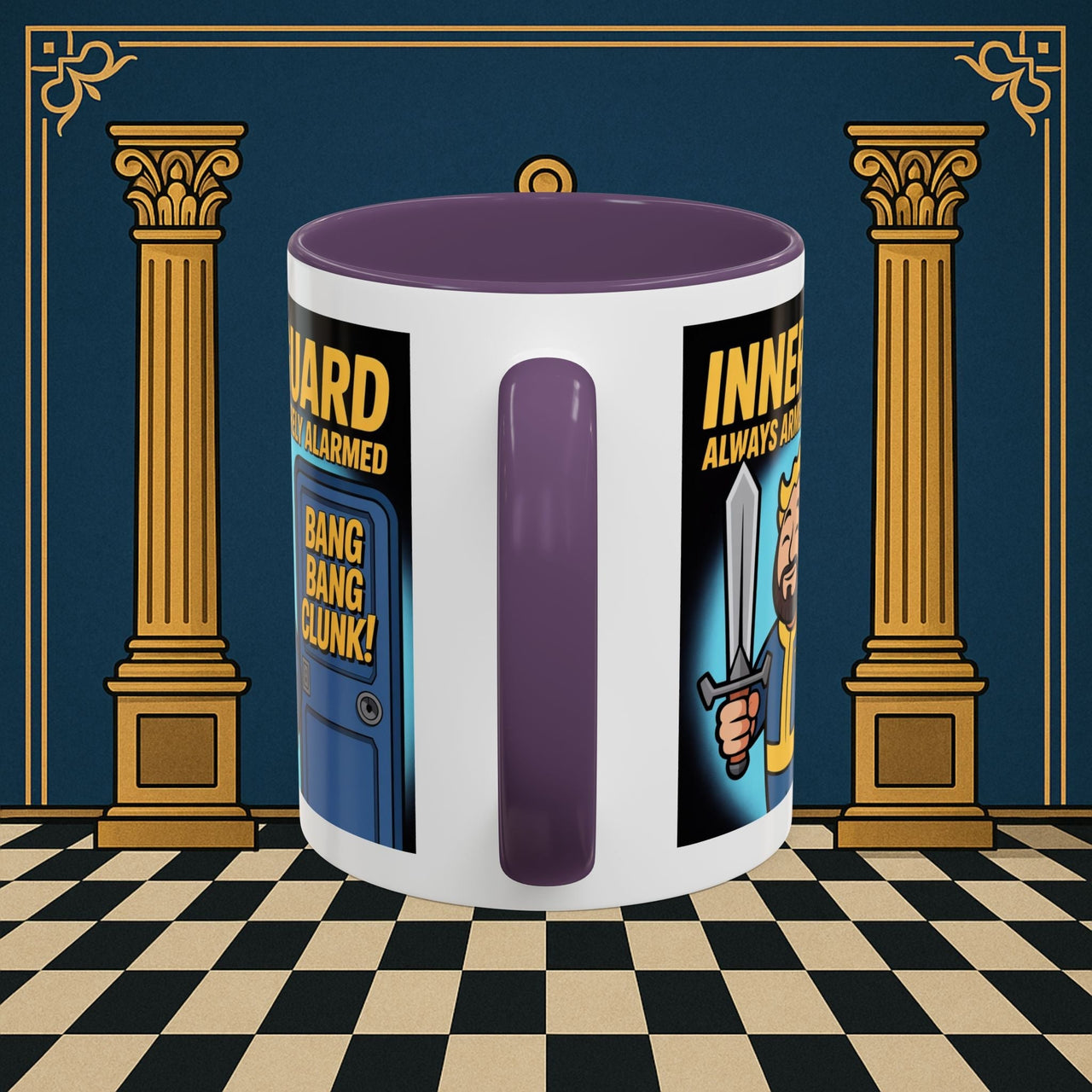 Premium Ready to Go Freemason Design | Accent Coloured 11oz Mug | Inner Guard's Moment | Inner Guard - Masonic Mugs
