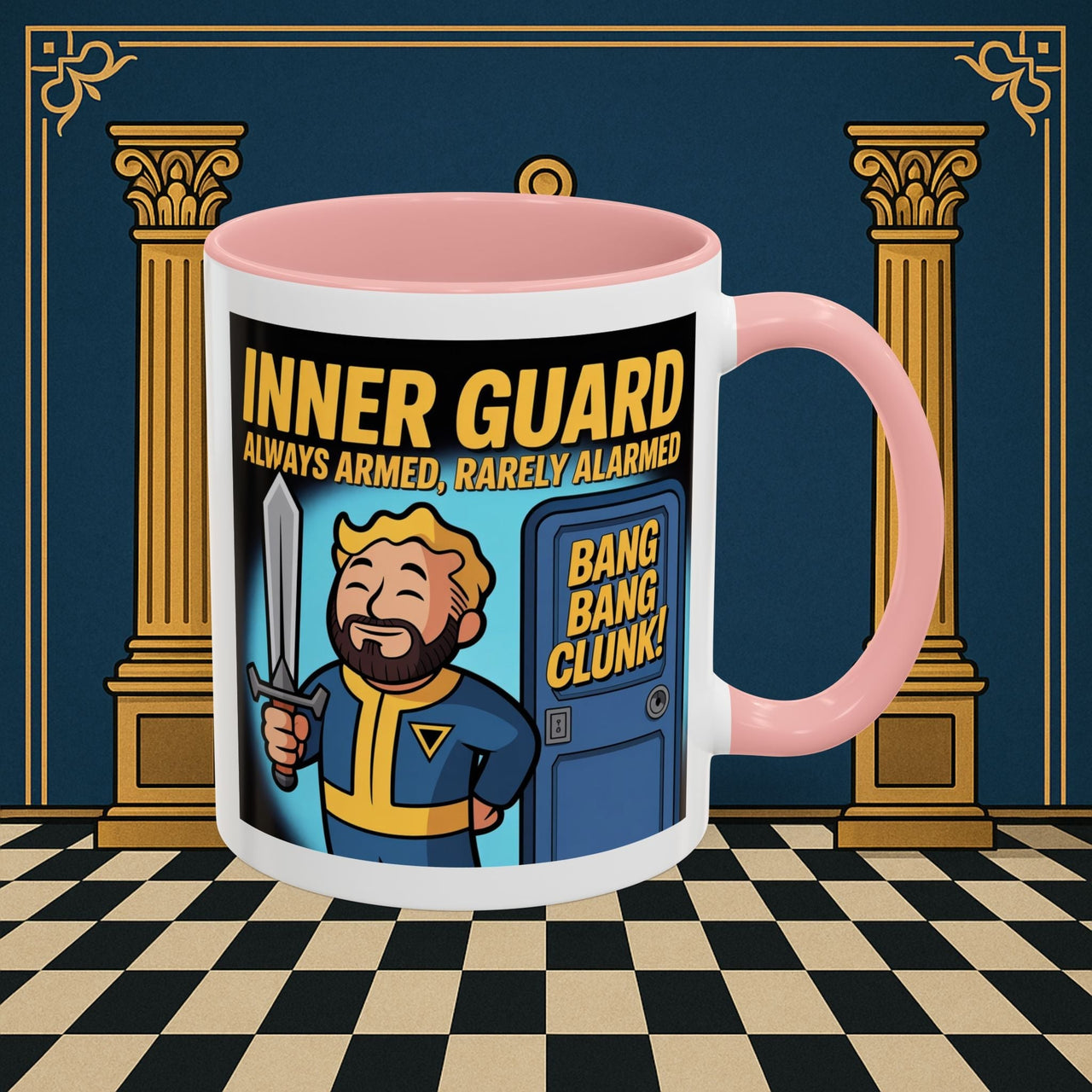 Premium Ready to Go Freemason Design | Accent Coloured 11oz Mug | Inner Guard's Moment | Inner Guard - Masonic Mugs