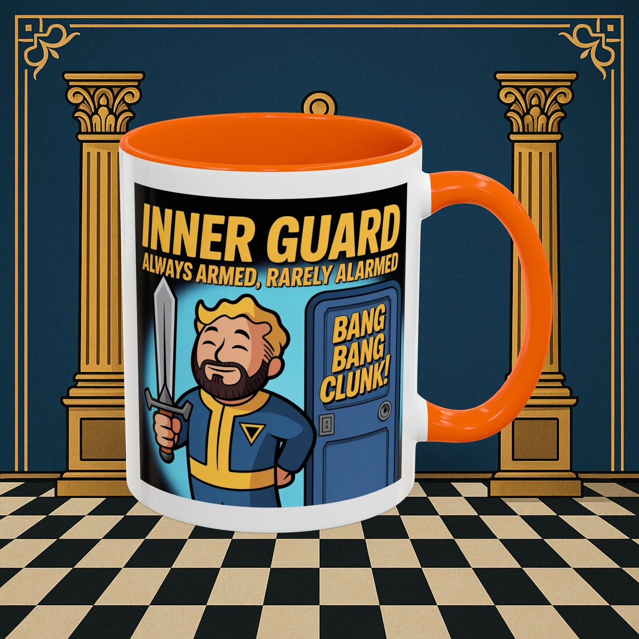 Premium Ready to Go Freemason Design | Accent Coloured 11oz Mug | Inner Guard's Moment | Inner Guard - Masonic Mugs