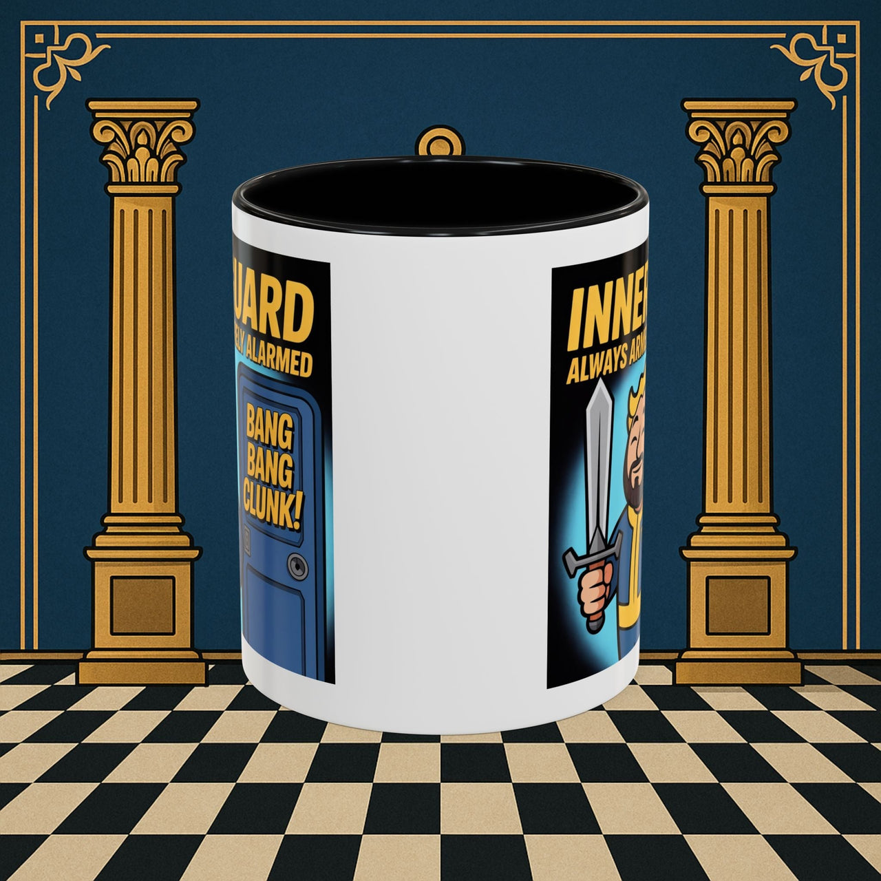 Premium Ready to Go Freemason Design | Accent Coloured 11oz Mug | Inner Guard's Moment | Inner Guard - Masonic Mugs