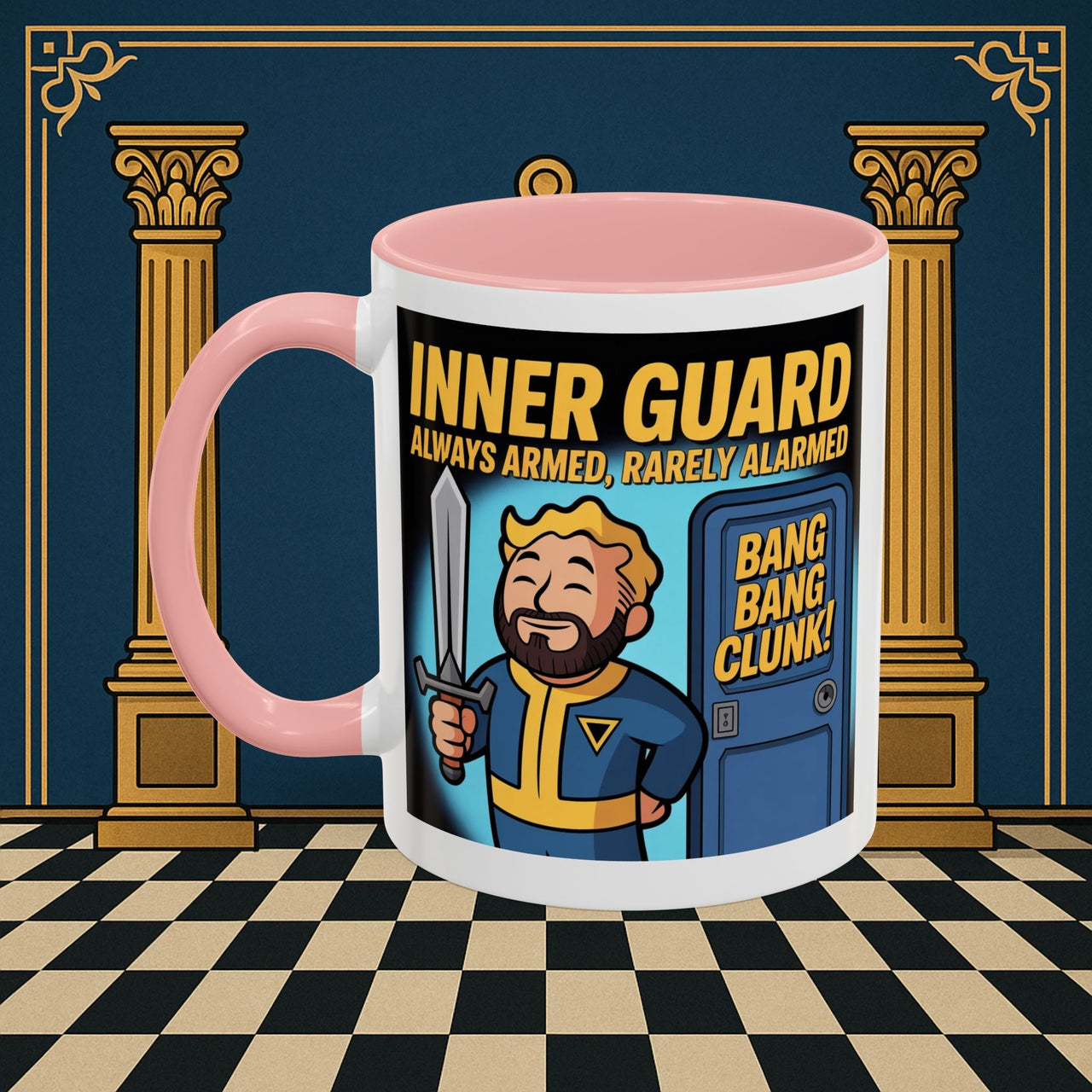 Premium Ready to Go Freemason Design | Accent Coloured 11oz Mug | Inner Guard's Moment | Inner Guard - Masonic Mugs