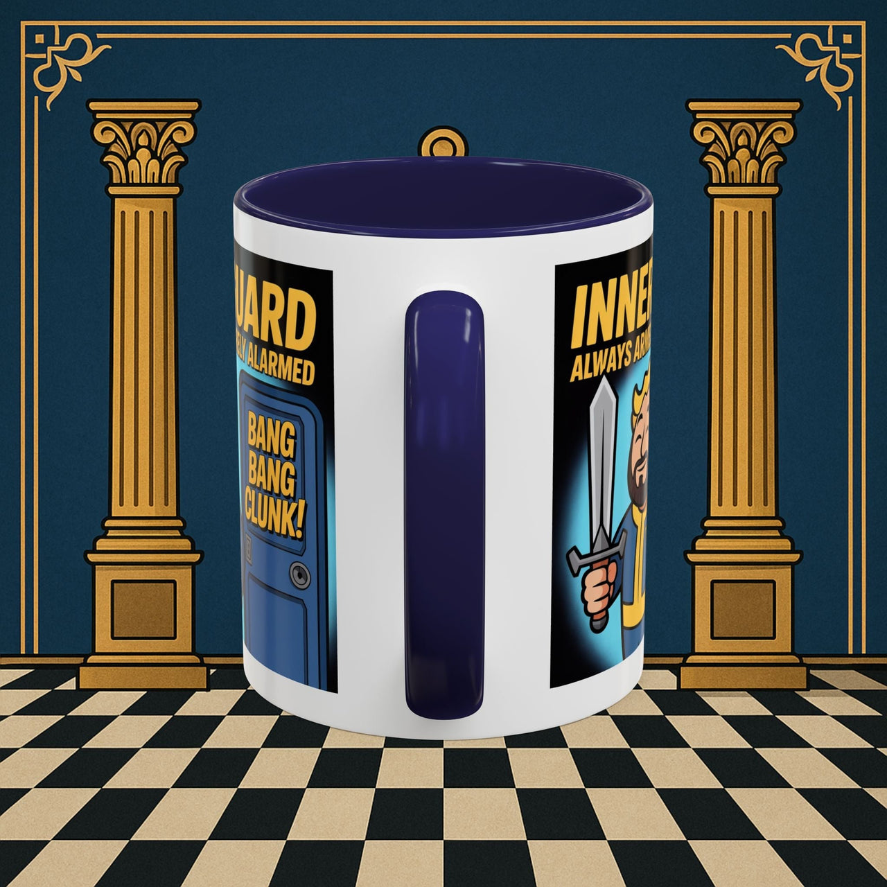 Premium Ready to Go Freemason Design | Accent Coloured 11oz Mug | Inner Guard's Moment | Inner Guard - Masonic Mugs