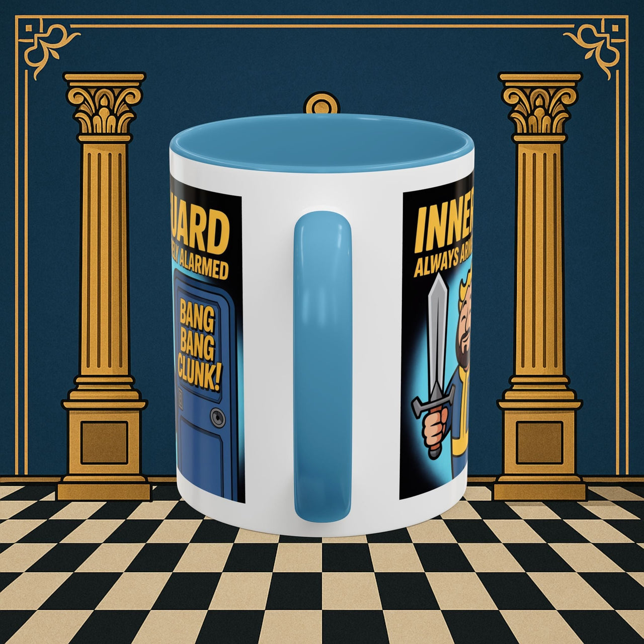 Premium Ready to Go Freemason Design | Accent Coloured 11oz Mug | Inner Guard's Moment | Inner Guard - Masonic Mugs