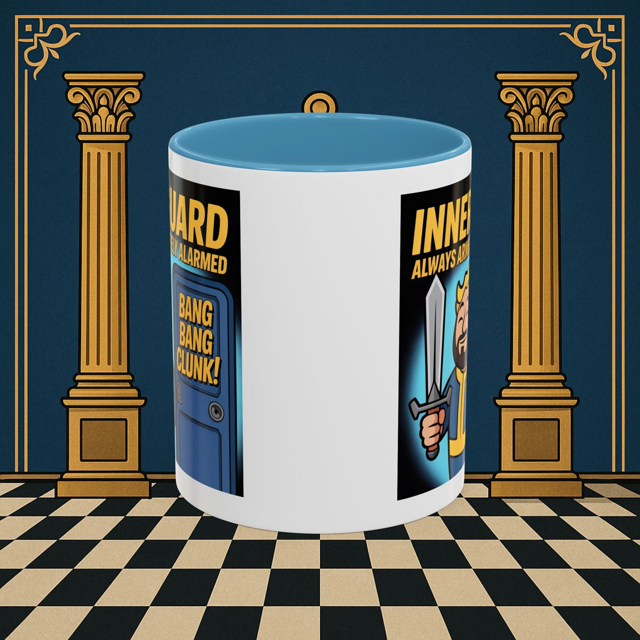 Premium Ready to Go Freemason Design | Accent Coloured 11oz Mug | Inner Guard's Moment | Inner Guard - Masonic Mugs