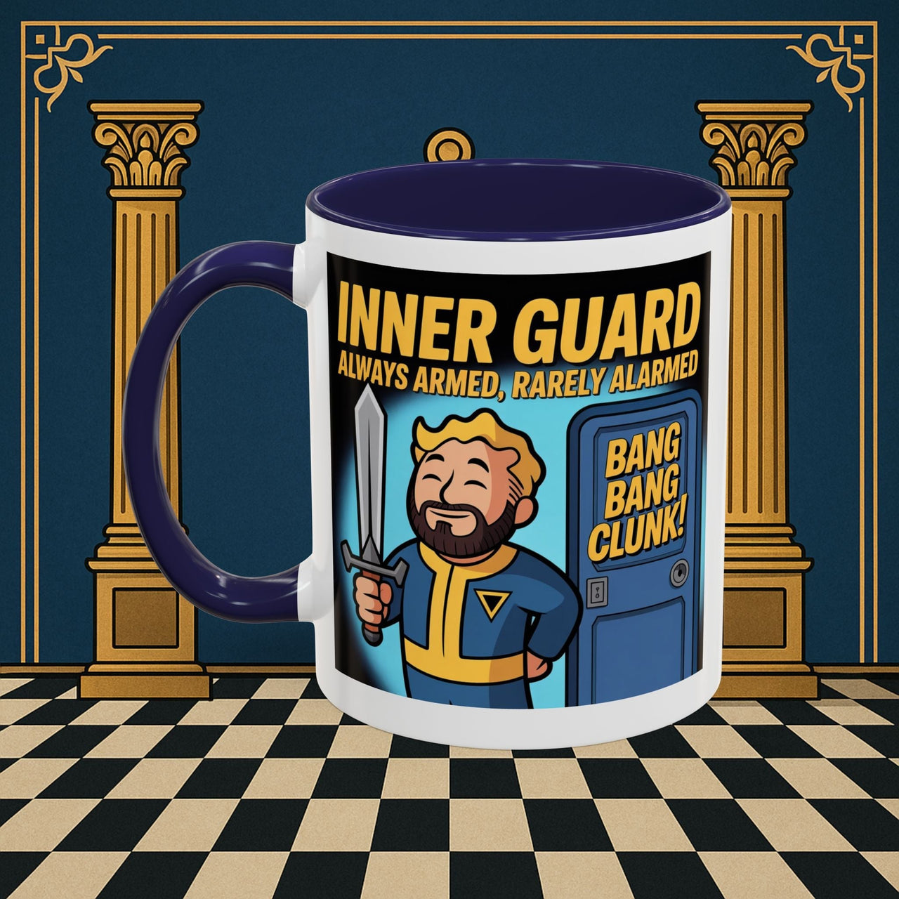 Premium Ready to Go Freemason Design | Accent Coloured 11oz Mug | Inner Guard's Moment | Inner Guard - Masonic Mugs