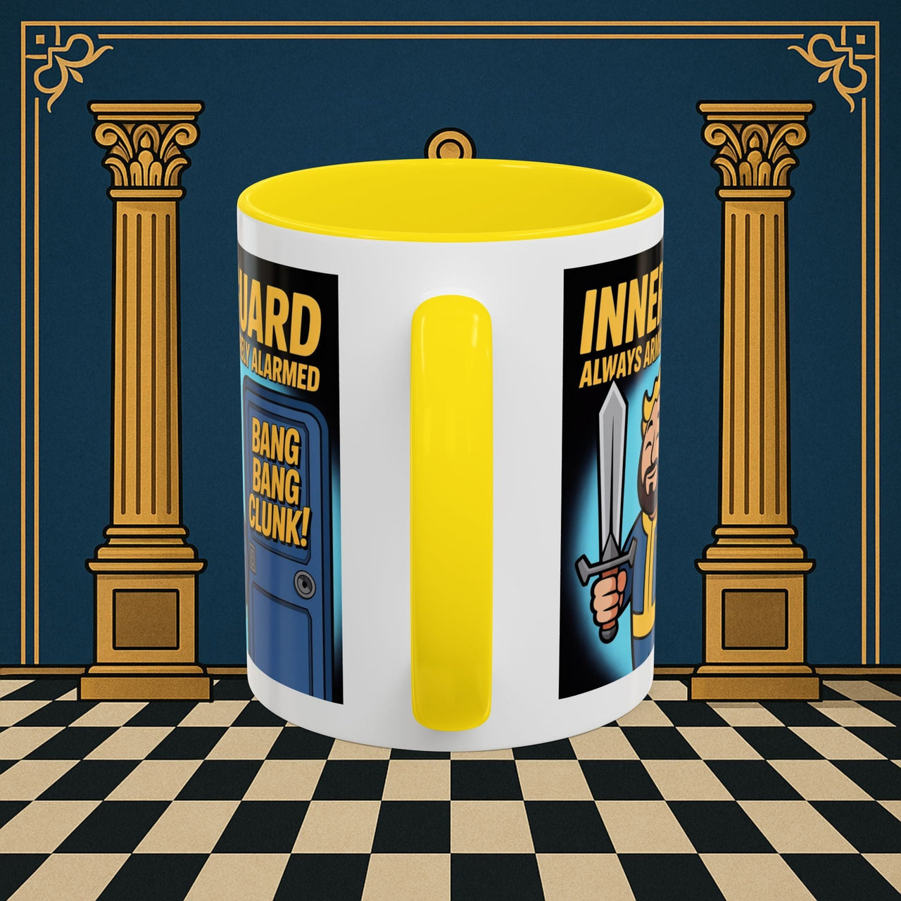 Premium Ready to Go Freemason Design | Accent Coloured 11oz Mug | Inner Guard's Moment | Inner Guard - Masonic Mugs