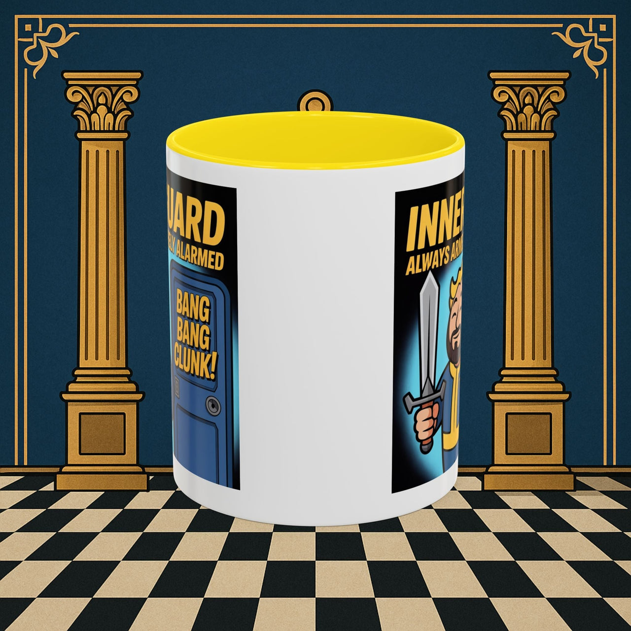 Premium Ready to Go Freemason Design | Accent Coloured 11oz Mug | Inner Guard's Moment | Inner Guard - Masonic Mugs