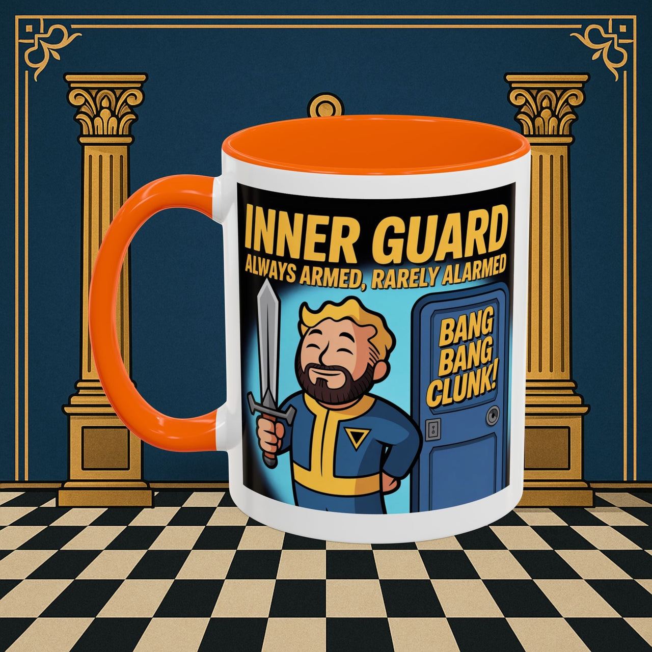 Premium Ready to Go Freemason Design | Accent Coloured 11oz Mug | Inner Guard's Moment | Inner Guard - Masonic Mugs