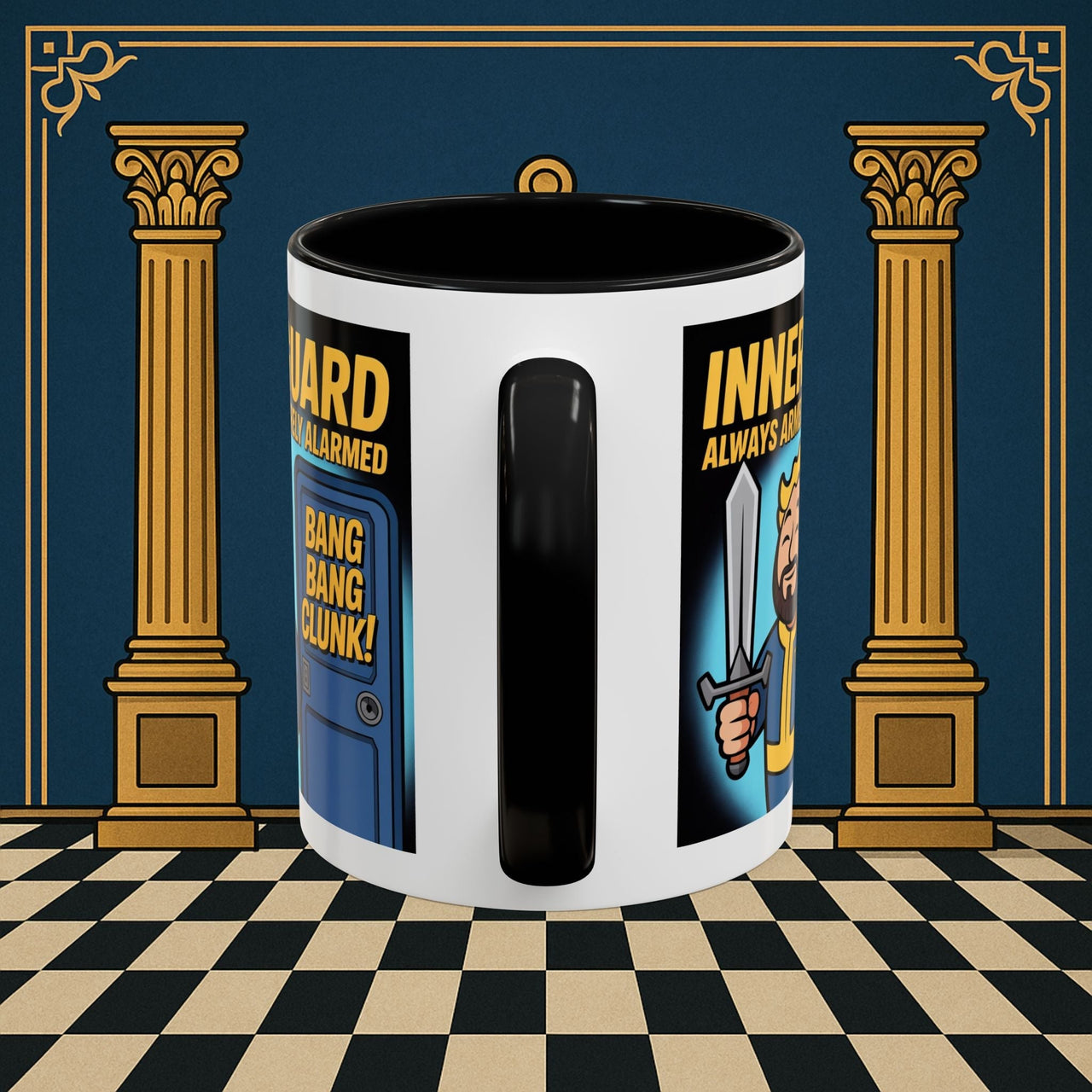 Premium Ready to Go Freemason Design | Accent Coloured 11oz Mug | Inner Guard's Moment | Inner Guard - Masonic Mugs