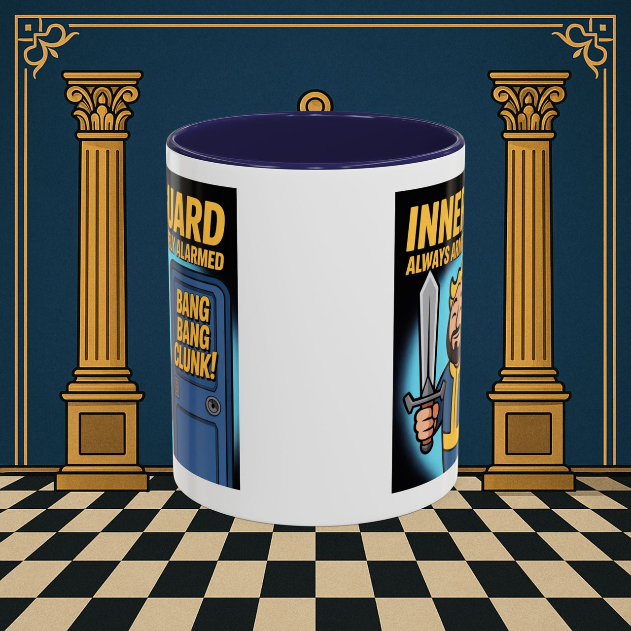 Premium Ready to Go Freemason Design | Accent Coloured 11oz Mug | Inner Guard's Moment | Inner Guard - Masonic Mugs
