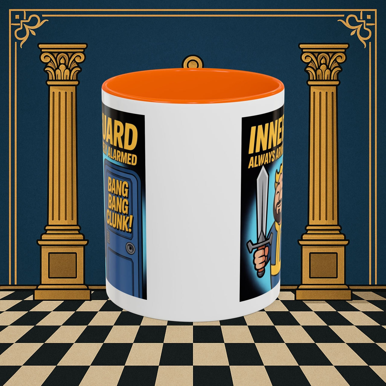 Premium Ready to Go Freemason Design | Accent Coloured 11oz Mug | Inner Guard's Moment | Inner Guard - Masonic Mugs