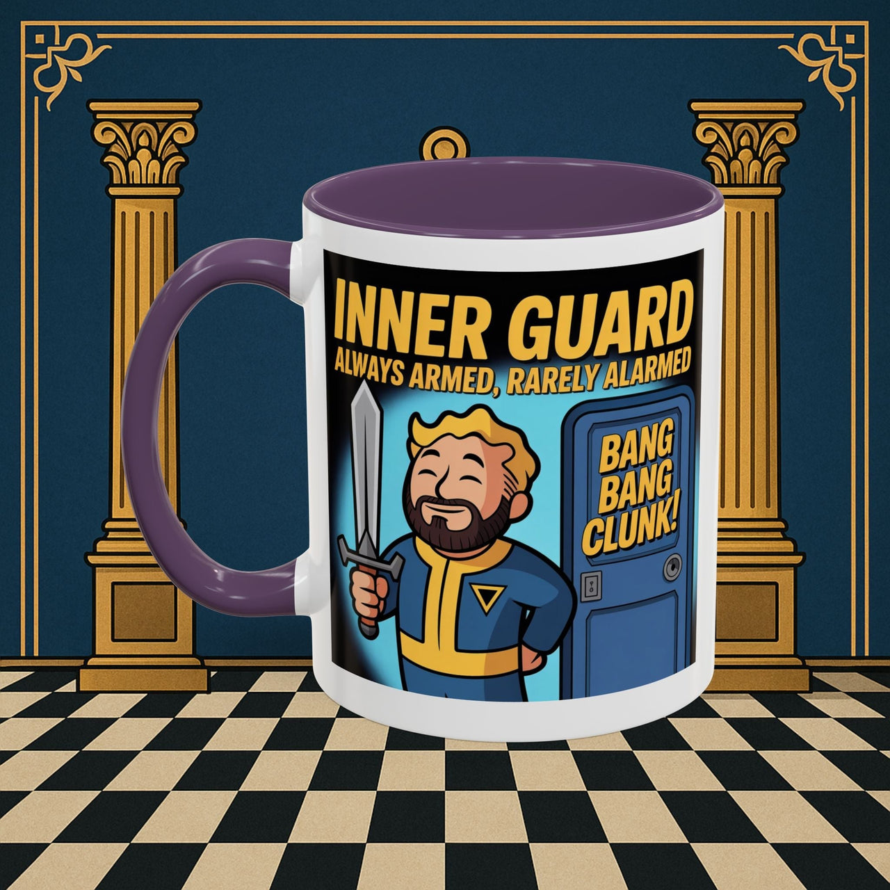Premium Ready to Go Freemason Design | Accent Coloured 11oz Mug | Inner Guard's Moment | Inner Guard - Masonic Mugs