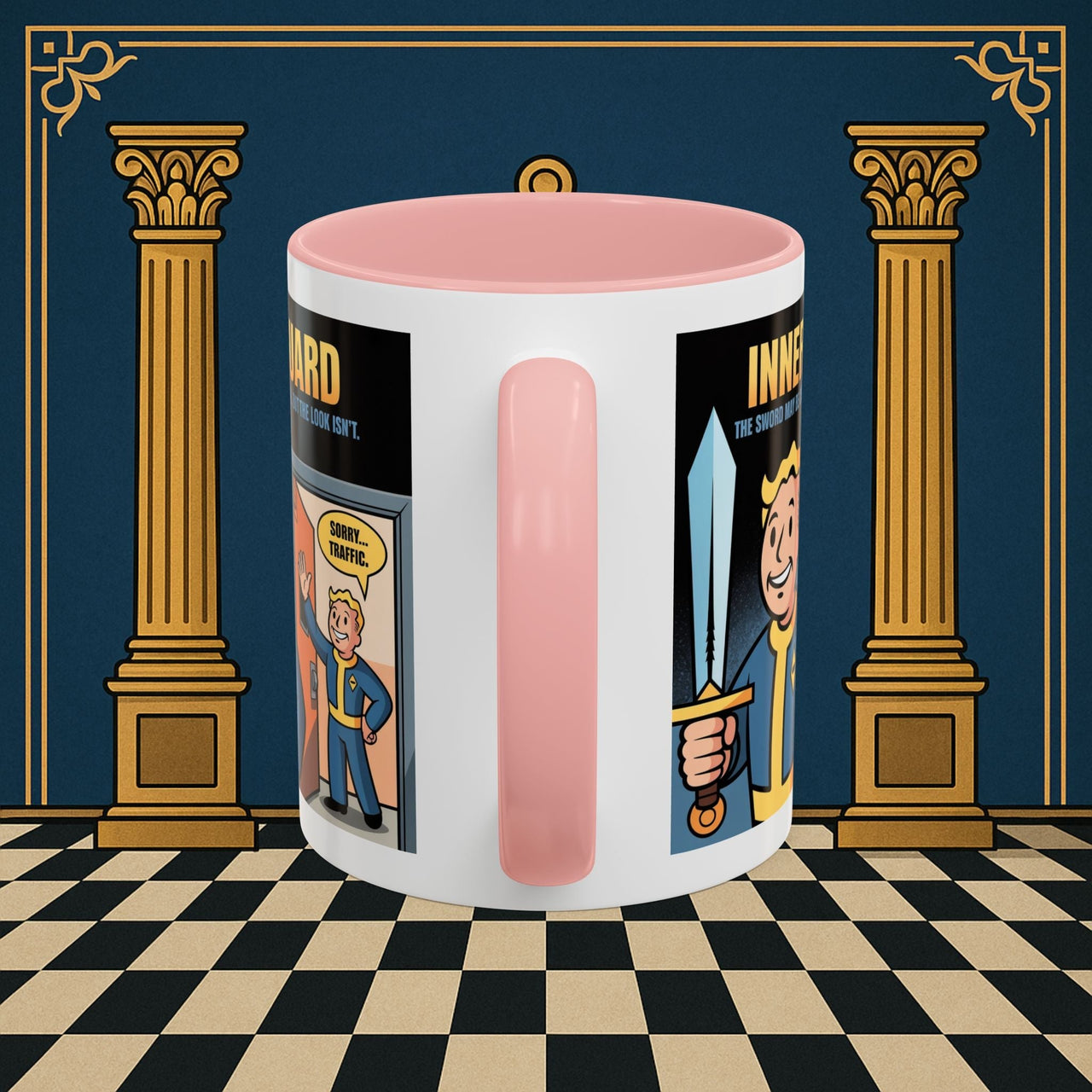 Premium Ready to Go Freemason Design | Accent Coloured 11oz Mug | Inner Guard's Warning | Inner Guard - Masonic Mugs