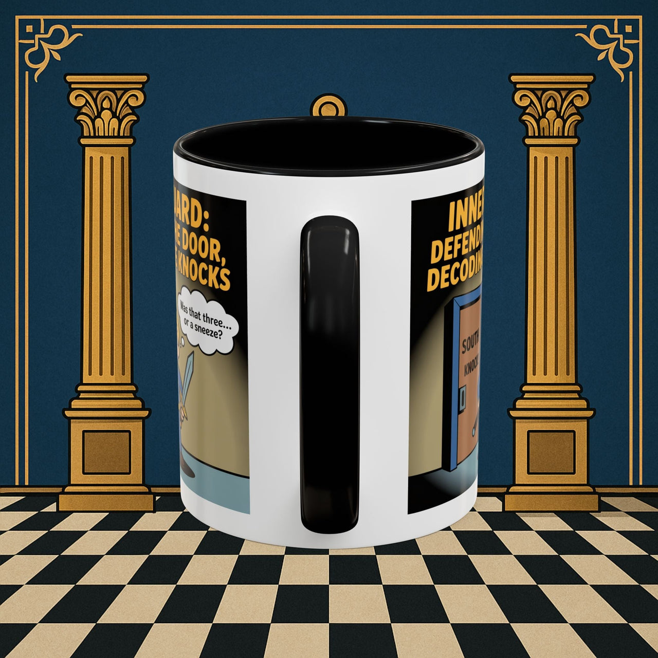 Premium Ready to Go Freemason Design | Accent Coloured 11oz Mug | Knock Knock | Inner Guard - Masonic Mugs
