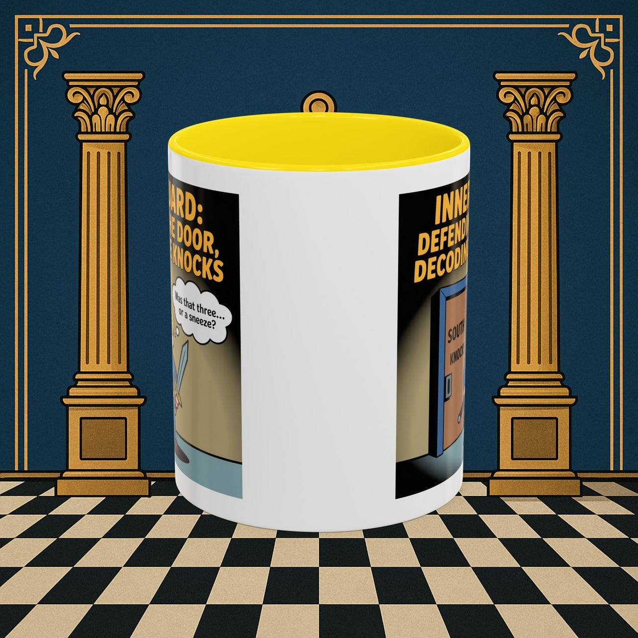 Premium Ready to Go Freemason Design | Accent Coloured 11oz Mug | Knock Knock | Inner Guard - Masonic Mugs