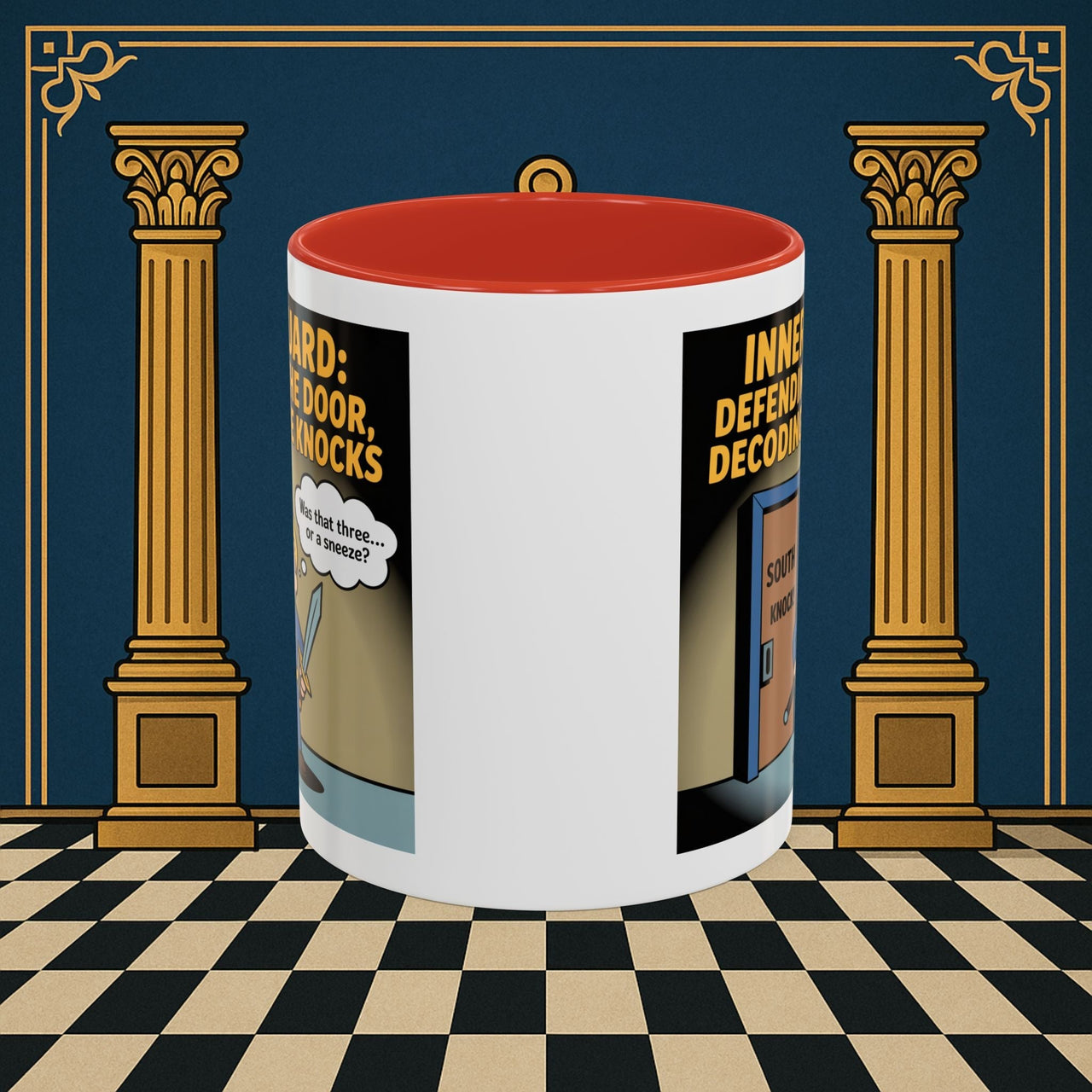 Premium Ready to Go Freemason Design | Accent Coloured 11oz Mug | Knock Knock | Inner Guard - Masonic Mugs