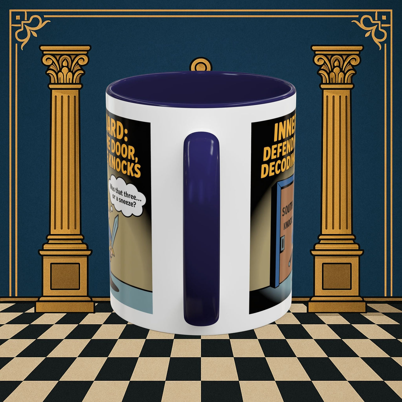 Premium Ready to Go Freemason Design | Accent Coloured 11oz Mug | Knock Knock | Inner Guard - Masonic Mugs