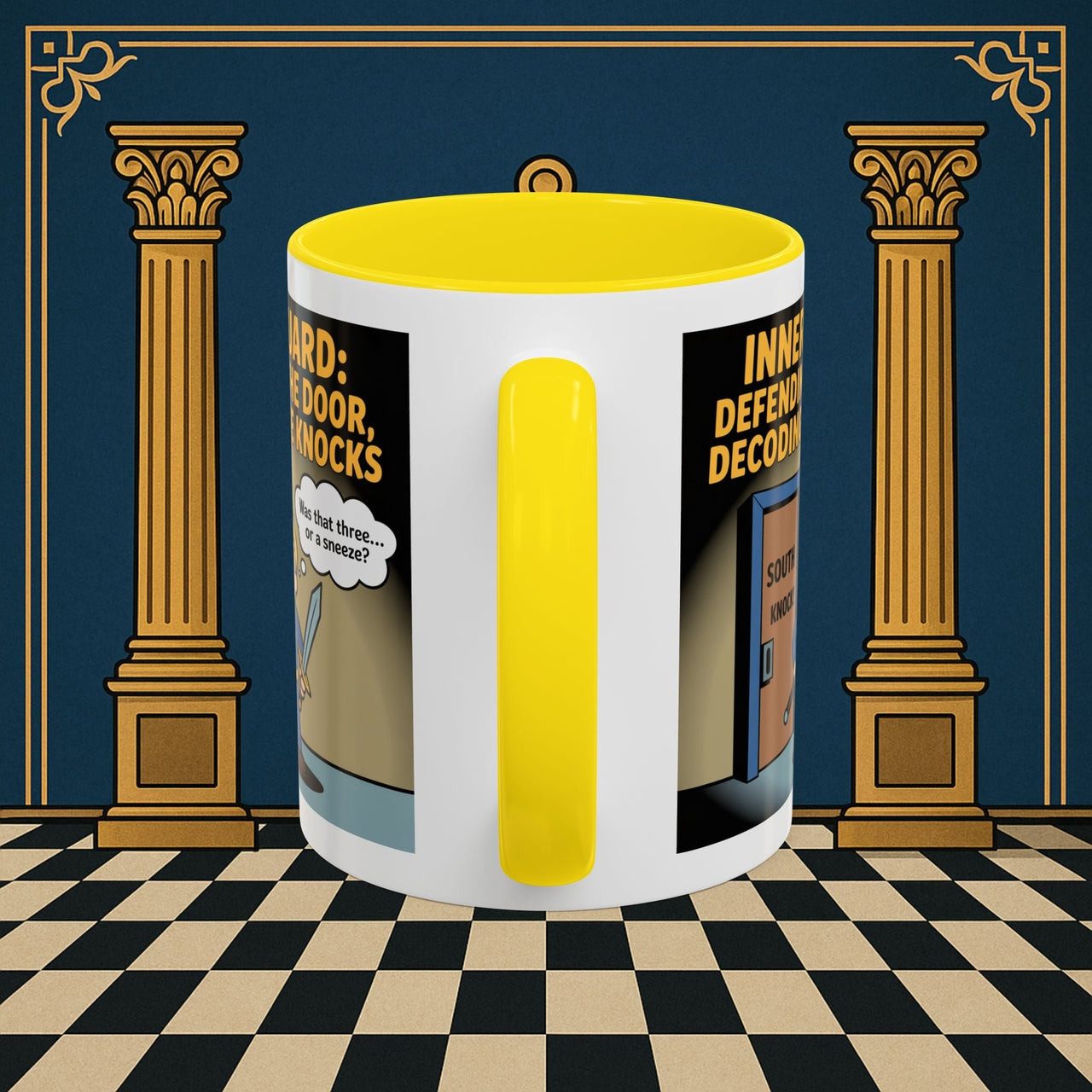 Premium Ready to Go Freemason Design | Accent Coloured 11oz Mug | Knock Knock | Inner Guard - Masonic Mugs