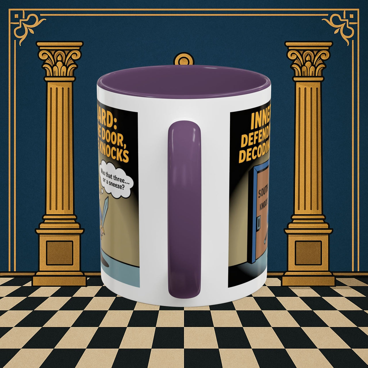 Premium Ready to Go Freemason Design | Accent Coloured 11oz Mug | Knock Knock | Inner Guard - Masonic Mugs
