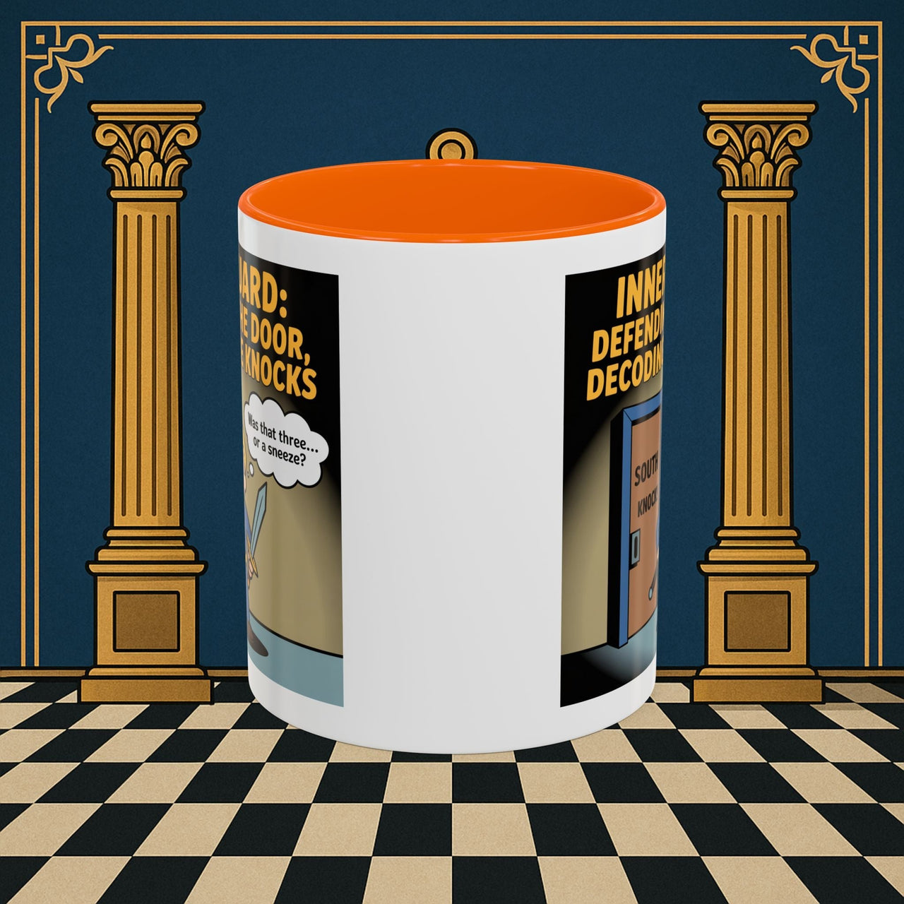Premium Ready to Go Freemason Design | Accent Coloured 11oz Mug | Knock Knock | Inner Guard - Masonic Mugs