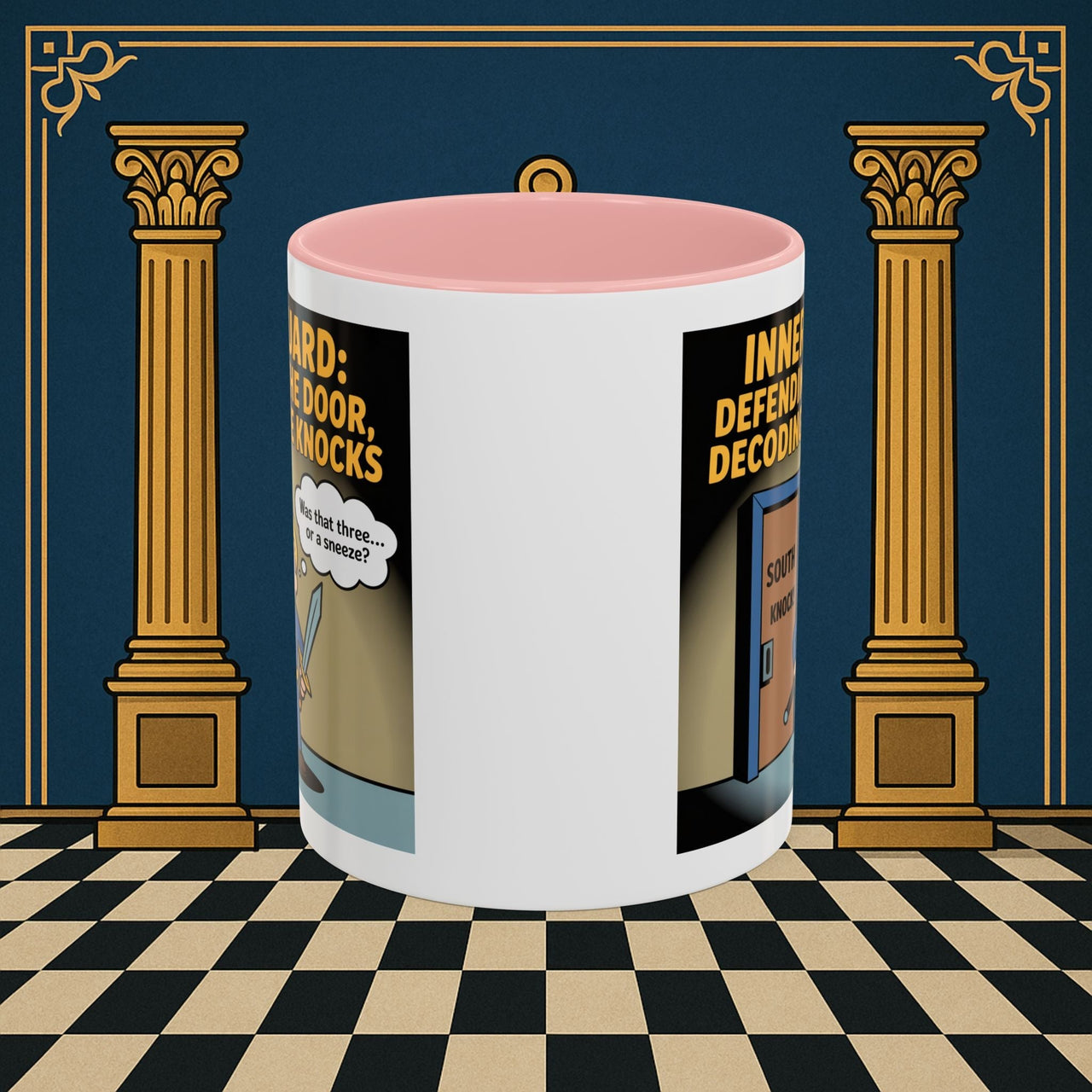 Premium Ready to Go Freemason Design | Accent Coloured 11oz Mug | Knock Knock | Inner Guard - Masonic Mugs