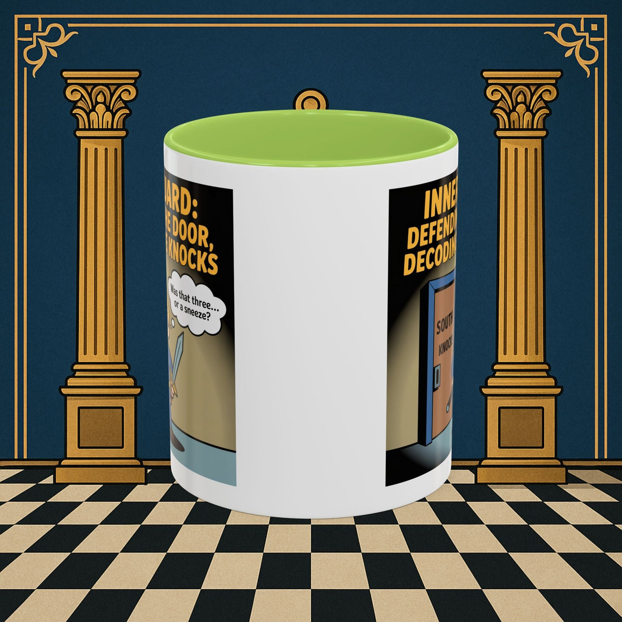 Premium Ready to Go Freemason Design | Accent Coloured 11oz Mug | Knock Knock | Inner Guard - Masonic Mugs