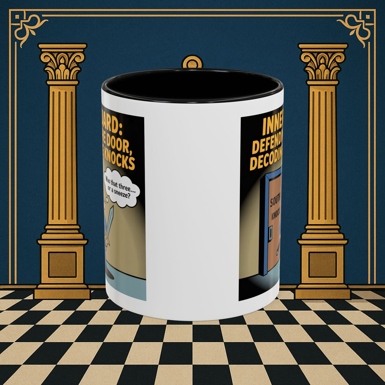 Premium Ready to Go Freemason Design | Accent Coloured 11oz Mug | Knock Knock | Inner Guard - Masonic Mugs