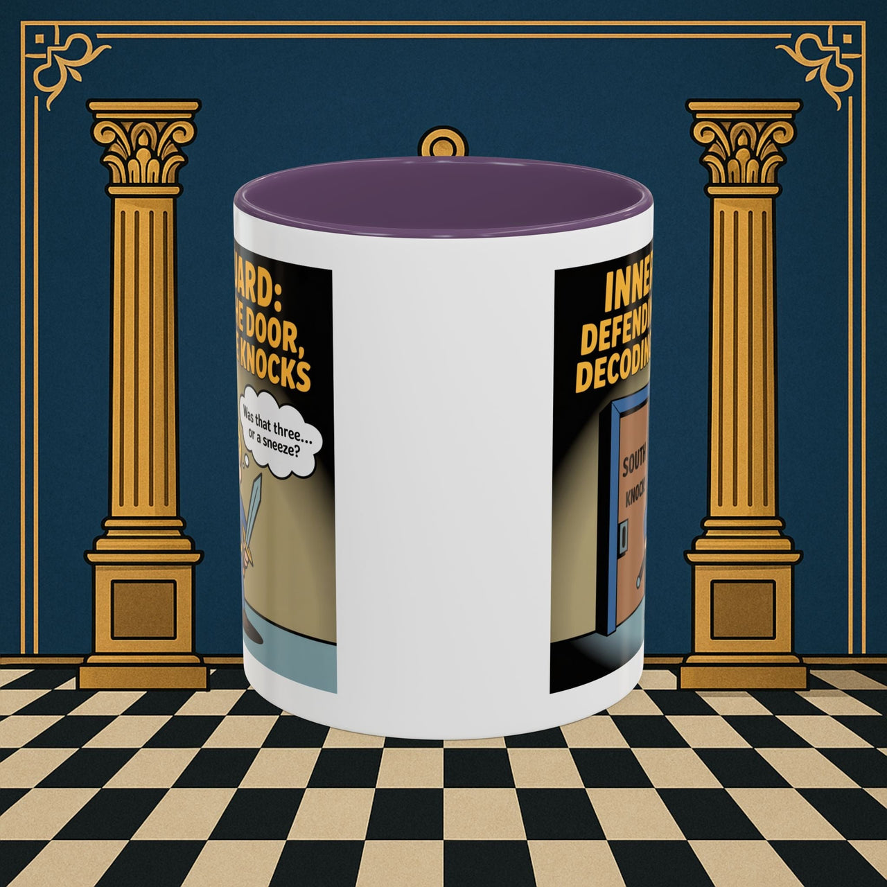Premium Ready to Go Freemason Design | Accent Coloured 11oz Mug | Knock Knock | Inner Guard - Masonic Mugs