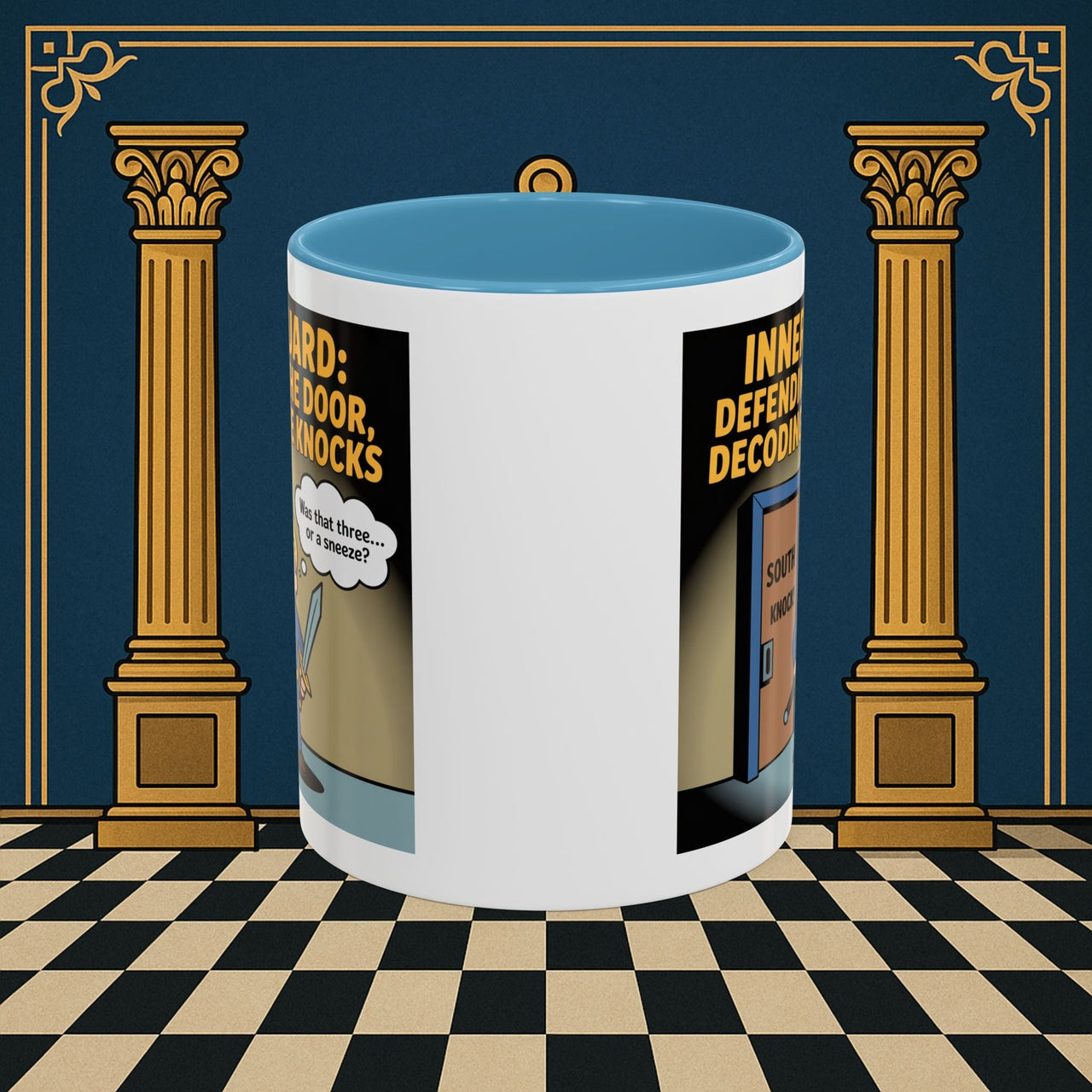 Premium Ready to Go Freemason Design | Accent Coloured 11oz Mug | Knock Knock | Inner Guard - Masonic Mugs