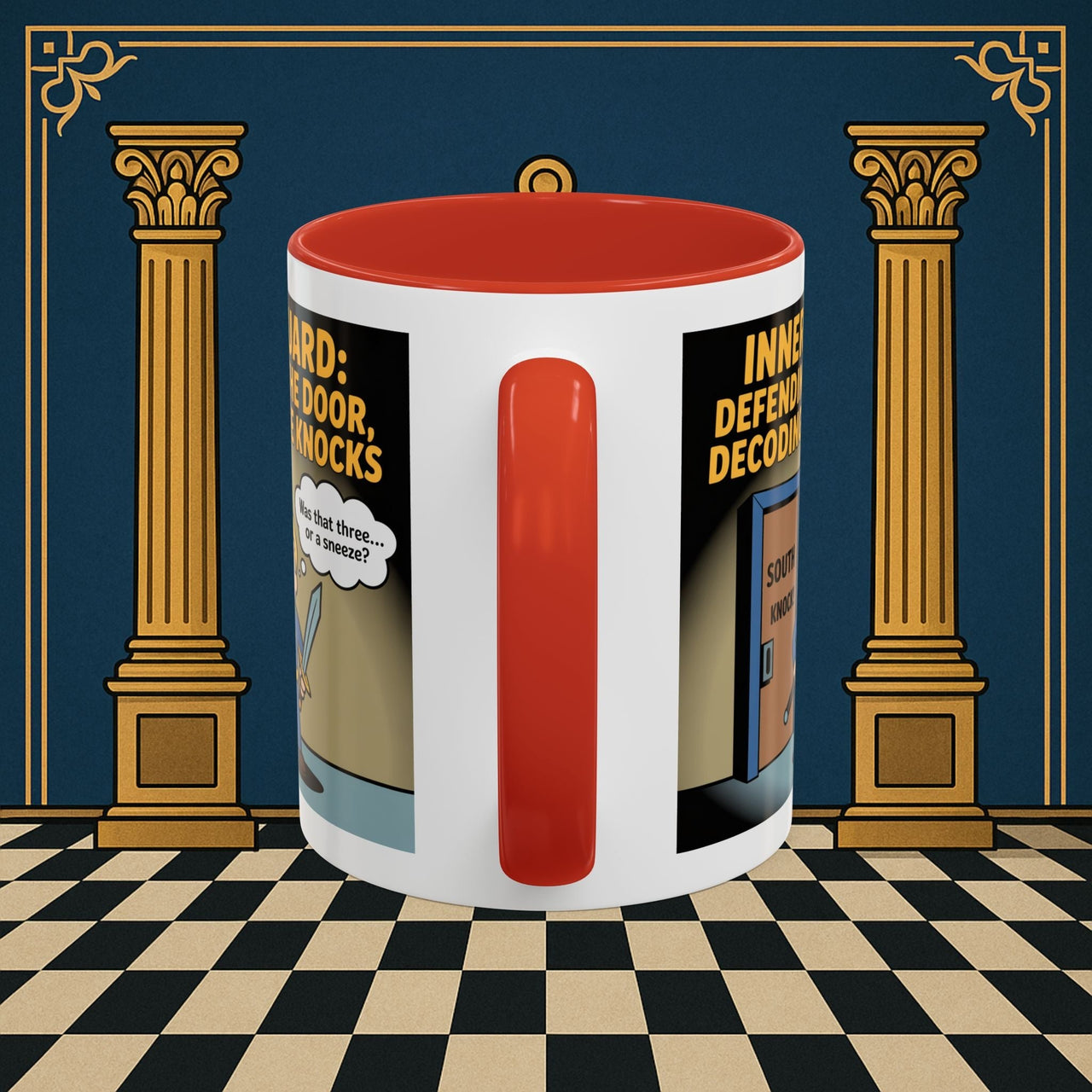 Premium Ready to Go Freemason Design | Accent Coloured 11oz Mug | Knock Knock | Inner Guard - Masonic Mugs