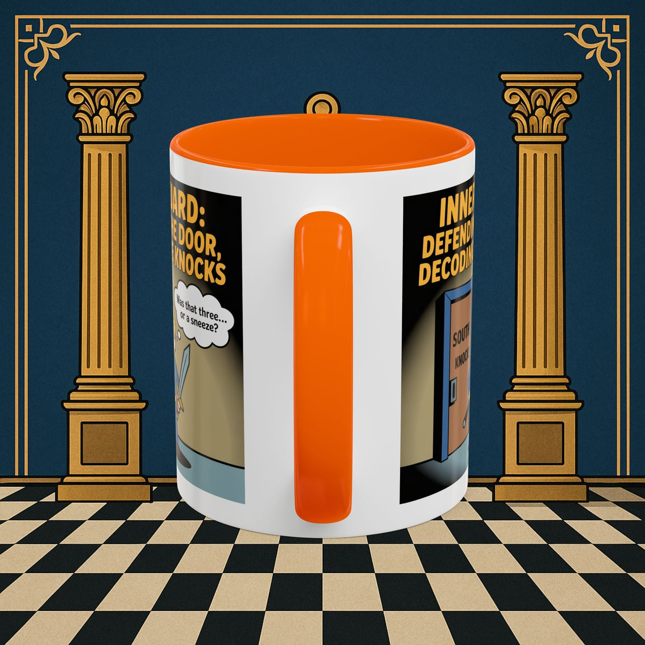 Premium Ready to Go Freemason Design | Accent Coloured 11oz Mug | Knock Knock | Inner Guard - Masonic Mugs