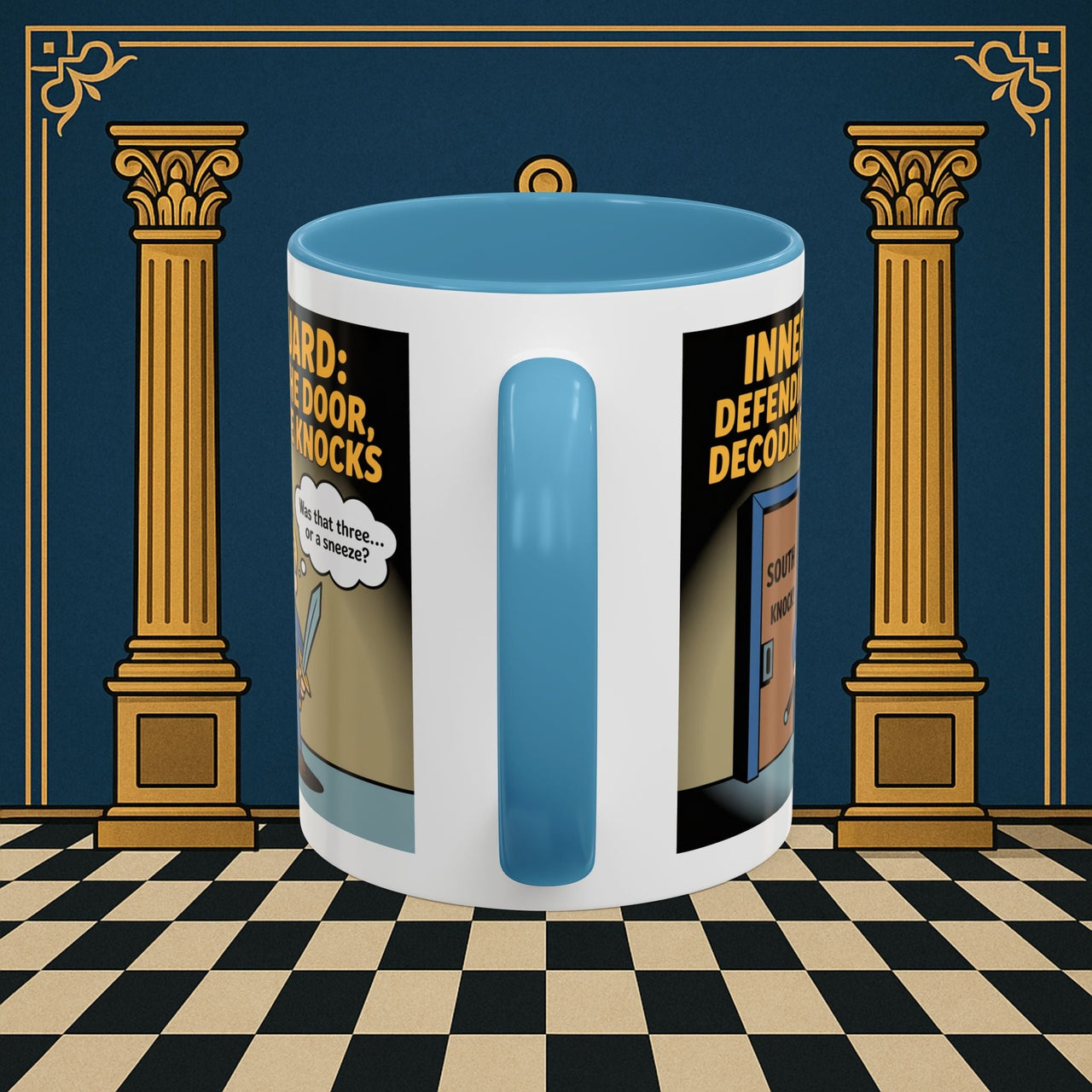 Premium Ready to Go Freemason Design | Accent Coloured 11oz Mug | Knock Knock | Inner Guard - Masonic Mugs