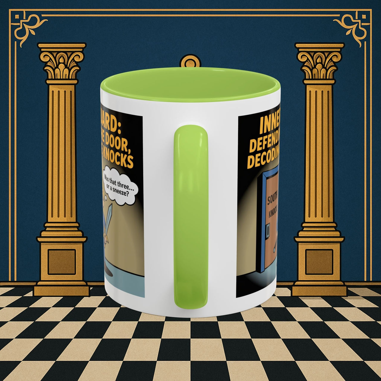 Premium Ready to Go Freemason Design | Accent Coloured 11oz Mug | Knock Knock | Inner Guard - Masonic Mugs