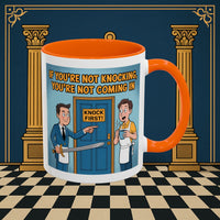 Premium Ready to Go Freemason Design | Accent Coloured 11oz Mug | Knock or Else | Inner Guard - Masonic Mugs