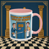 Premium Ready to Go Freemason Design | Accent Coloured 11oz Mug | Knock or Else | Inner Guard - Masonic Mugs
