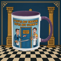 Premium Ready to Go Freemason Design | Accent Coloured 11oz Mug | Knock or Else | Inner Guard - Masonic Mugs