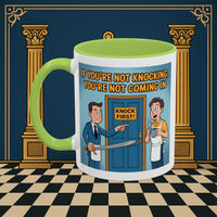 Premium Ready to Go Freemason Design | Accent Coloured 11oz Mug | Knock or Else | Inner Guard - Masonic Mugs